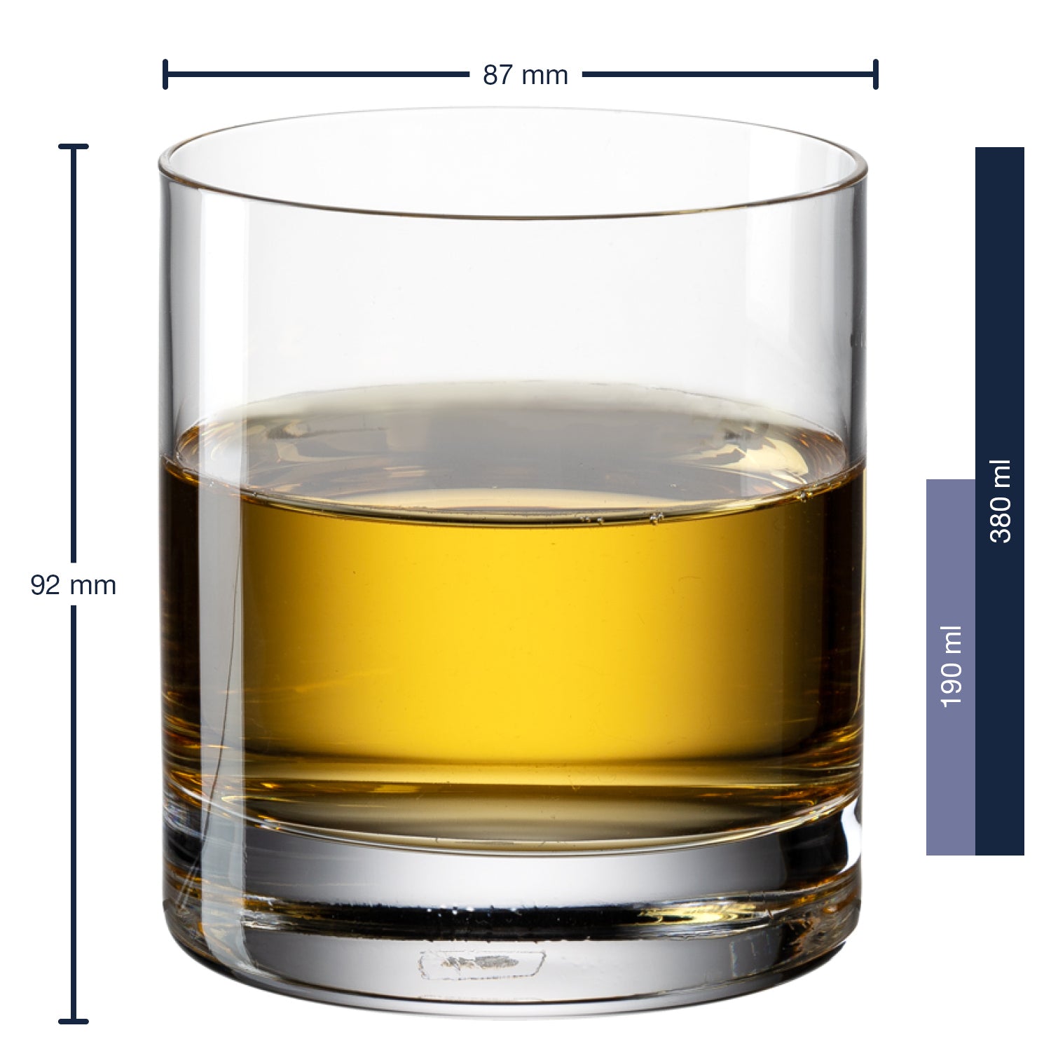 Massangaben zu Whiskyset AMBROGIO 3-teilig, gefülltes Glas mit Whiskey