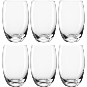 Sechs klare Trinkgläser CHEERS 460 ml in zwei Reihen angeordnet