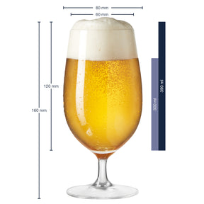 Massangaben zu Bierglas CIAO+ 390 ml mit gefülltem Glas