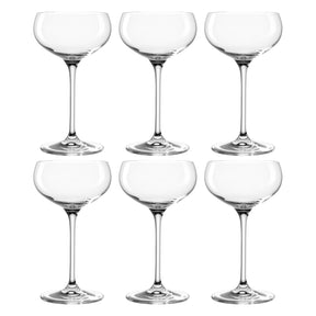 Sektschale CHEERS 315 ml 6er-Set in klarem Glas, arrangiert in zwei Reihen