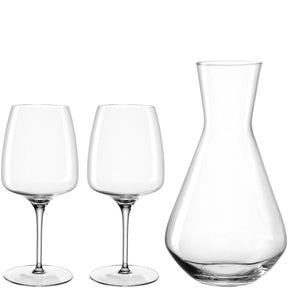 Weinset CESTI 3-teilig mit zwei Kelchgläsern und einer Karaffe, klar