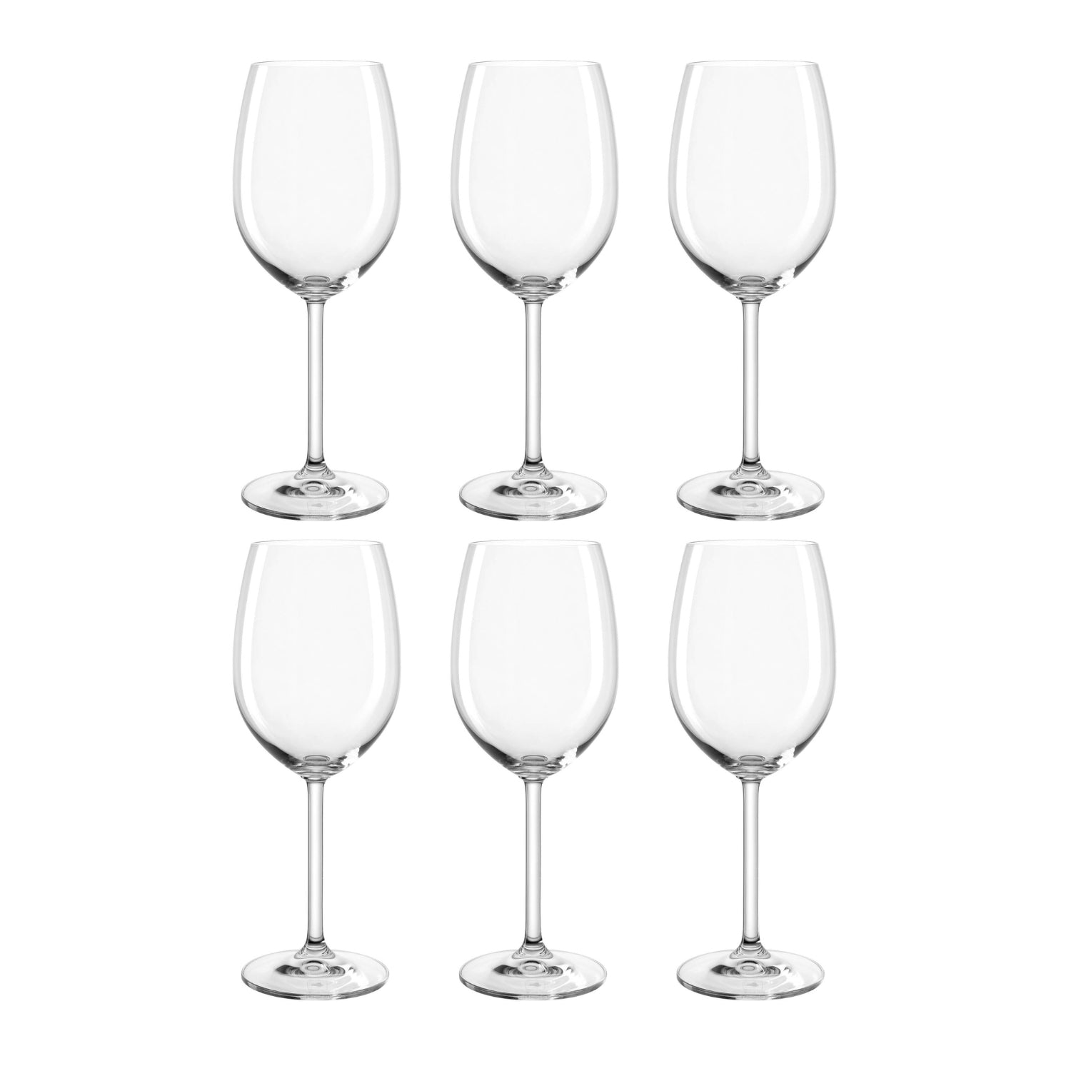 Rotweinglas DAILY 460 ml 6er-Set, sechs klare Gläser angeordnet