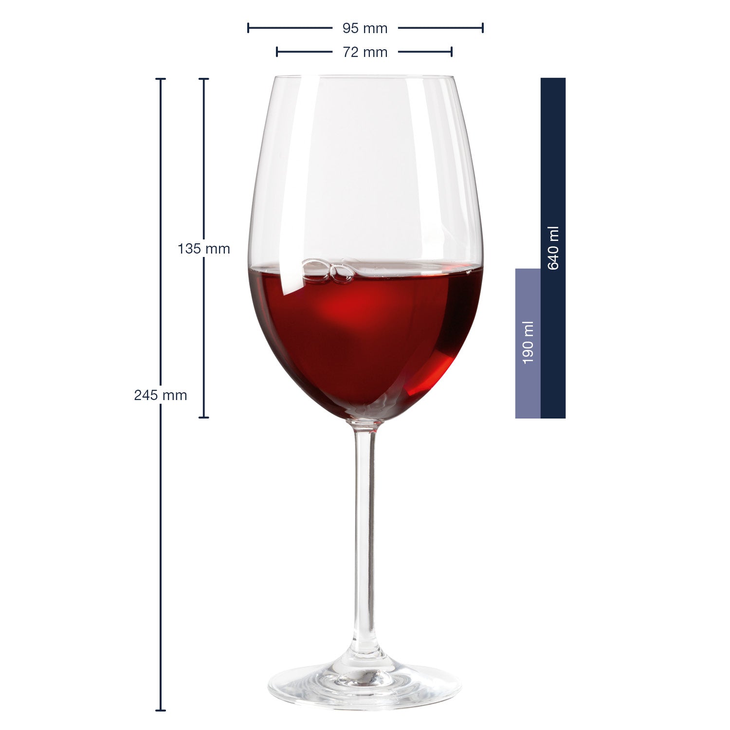 Massangaben zu Bordeauxglas DAILY 640 ml