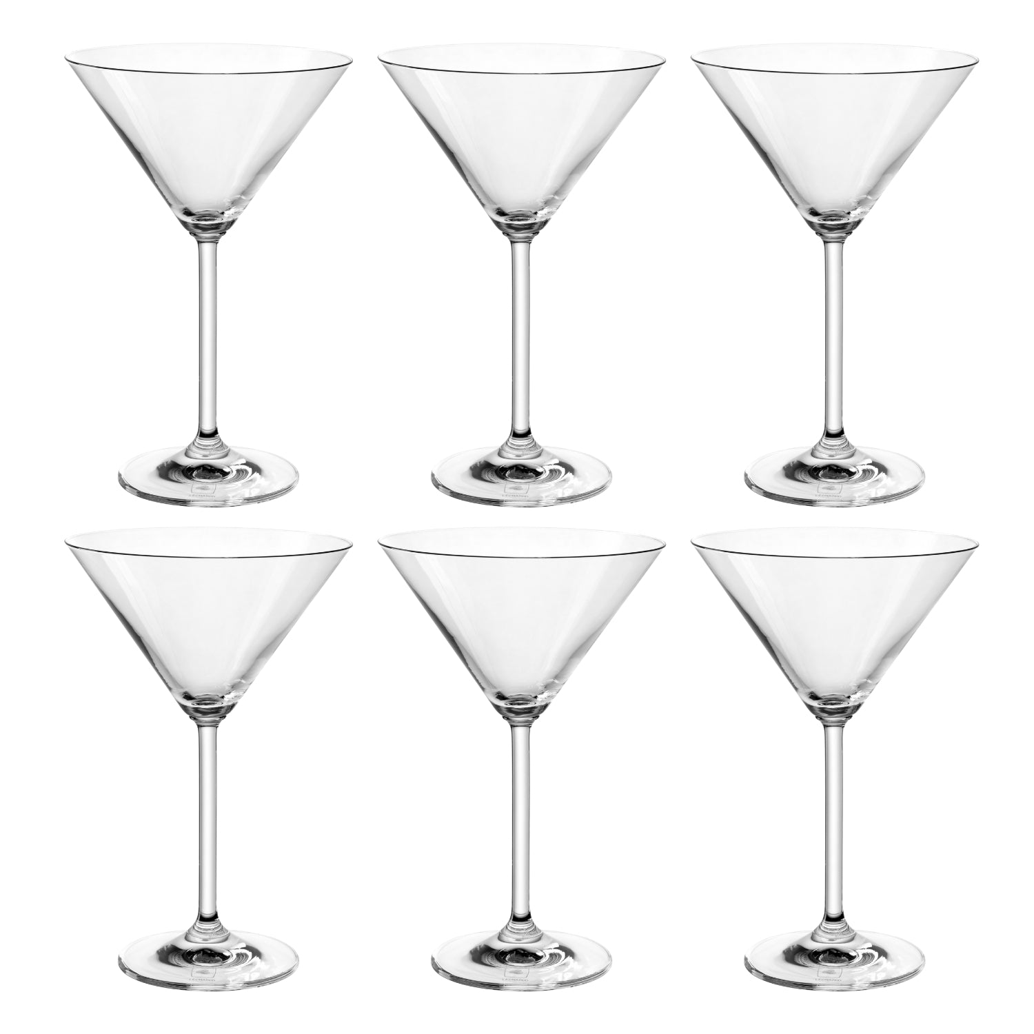 Sechs klare Cocktailgläser der Serie DAILY in Dreierreihen angeordnet