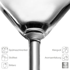 Cocktailglas DAILY 270 ml mit Produkteigenschaften und Symbolen