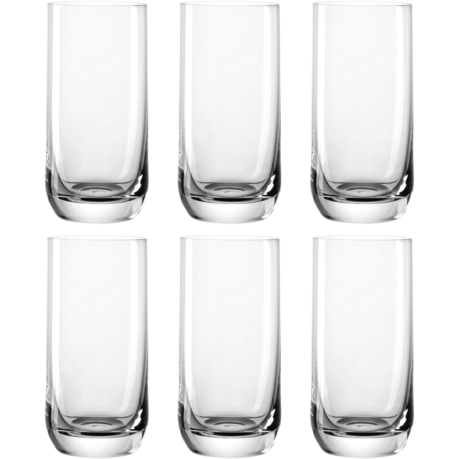Sechs klare Trinkgläser Trinkglas DAILY 330 ml 6er-Set in zwei Reihen angeordnet
