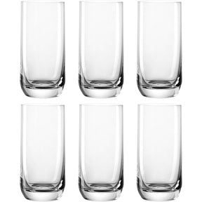 Sechs klare Trinkgläser Trinkglas DAILY 330 ml 6er-Set in zwei Reihen angeordnet