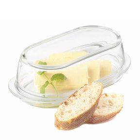 Butterdose CIAO aus Glas mit Butter und Brotscheiben