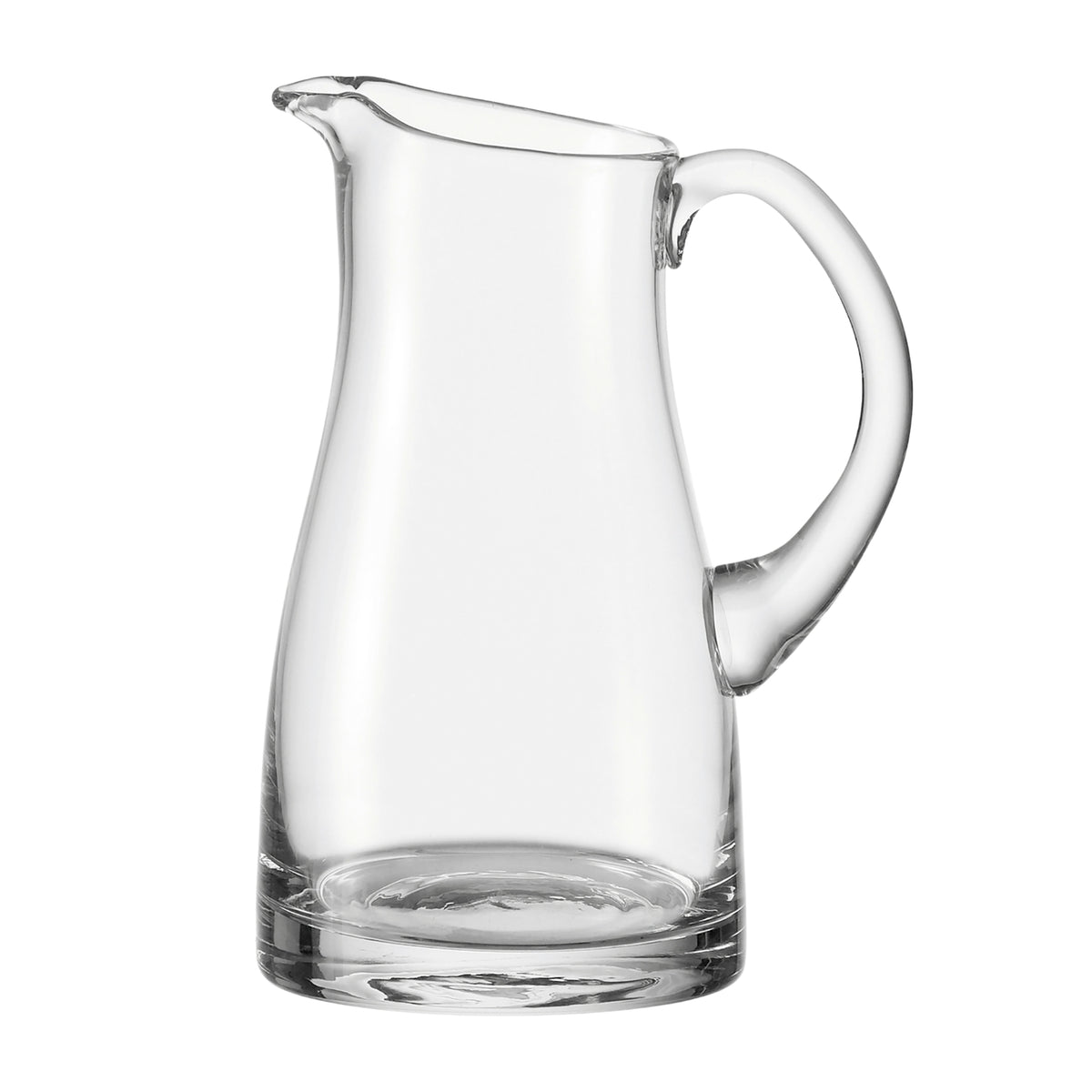 Krug LIQUID 1,2 l aus klarem Glas mit Henkel vor weißem Hintergrund