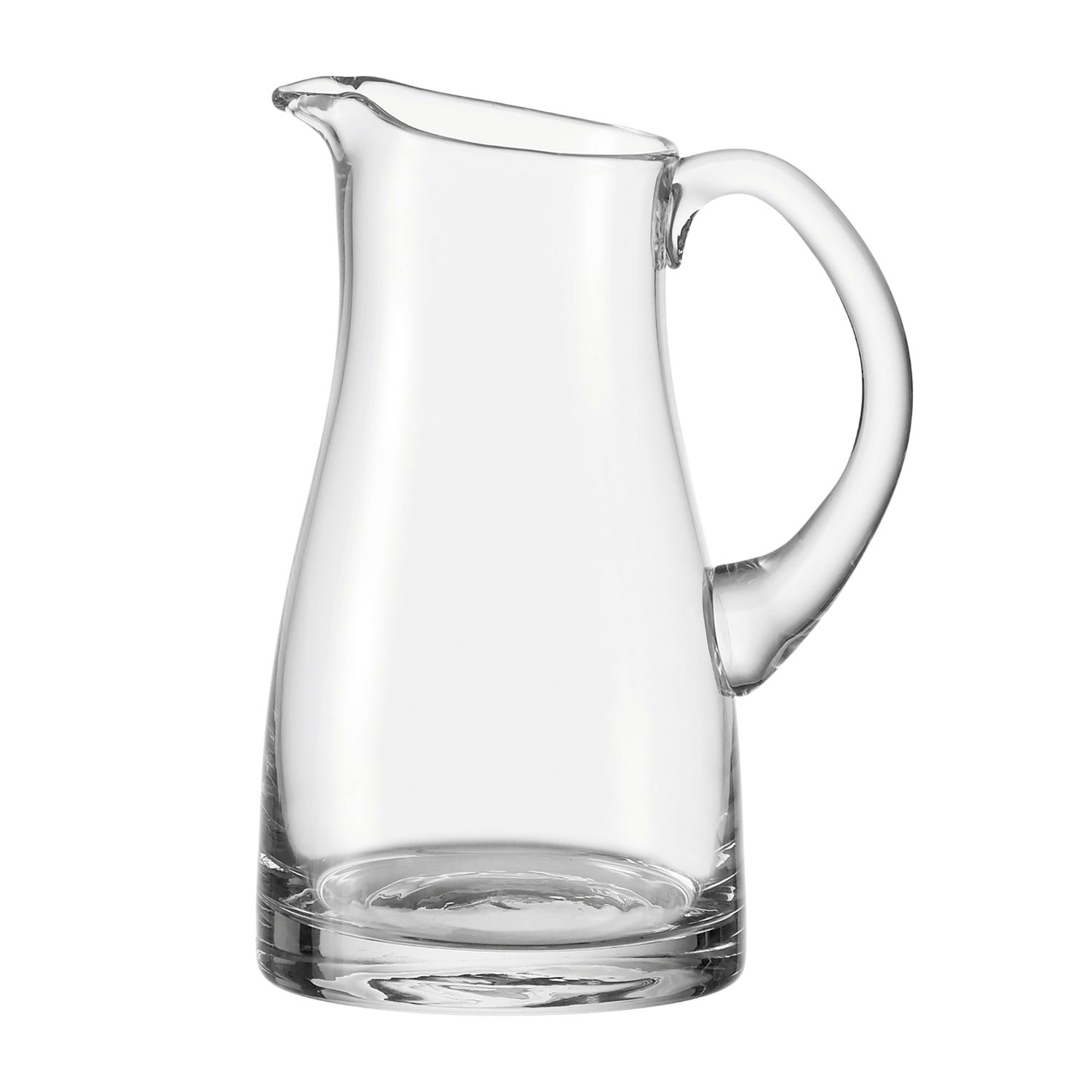Krug LIQUID 1,2 l aus klarem Glas mit Henkel vor weißem Hintergrund