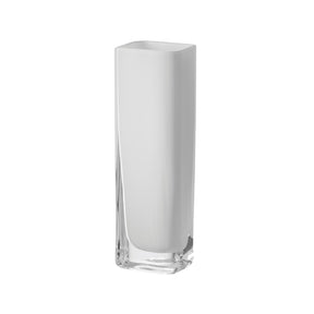 Solifleurvase LUCCA 25 cm weiß, schlanke zylindrische Form mit klarer Glasbasis