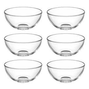 Sechs klare Glassschalen CUCINA 14 cm, angeordnet in zwei Reihen