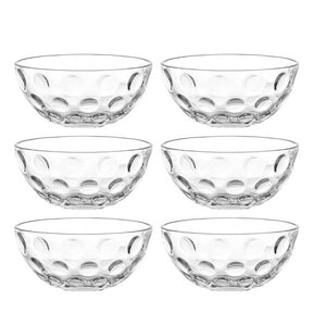 Sechs klare Glassschalen CUCINA OPTIC mit strukturiertem Bodenrelief, Draufsicht