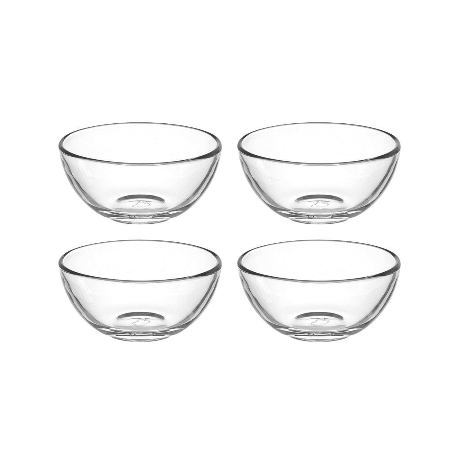 Vier klare Glassschalen der Serie CUCINA in Anordnung