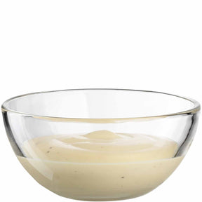 Glasschale 10 cm CUCINA mit heller Flüssigkeit gefüllt, Draufsicht