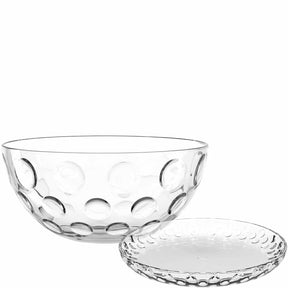 Schale und Teller CUCINA OPTIC mit Optikmuster, Glas klar