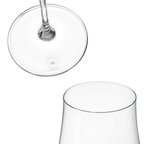 Champagnerglas BRUNELLI, Draufsicht und Seitenansicht, klares Glas