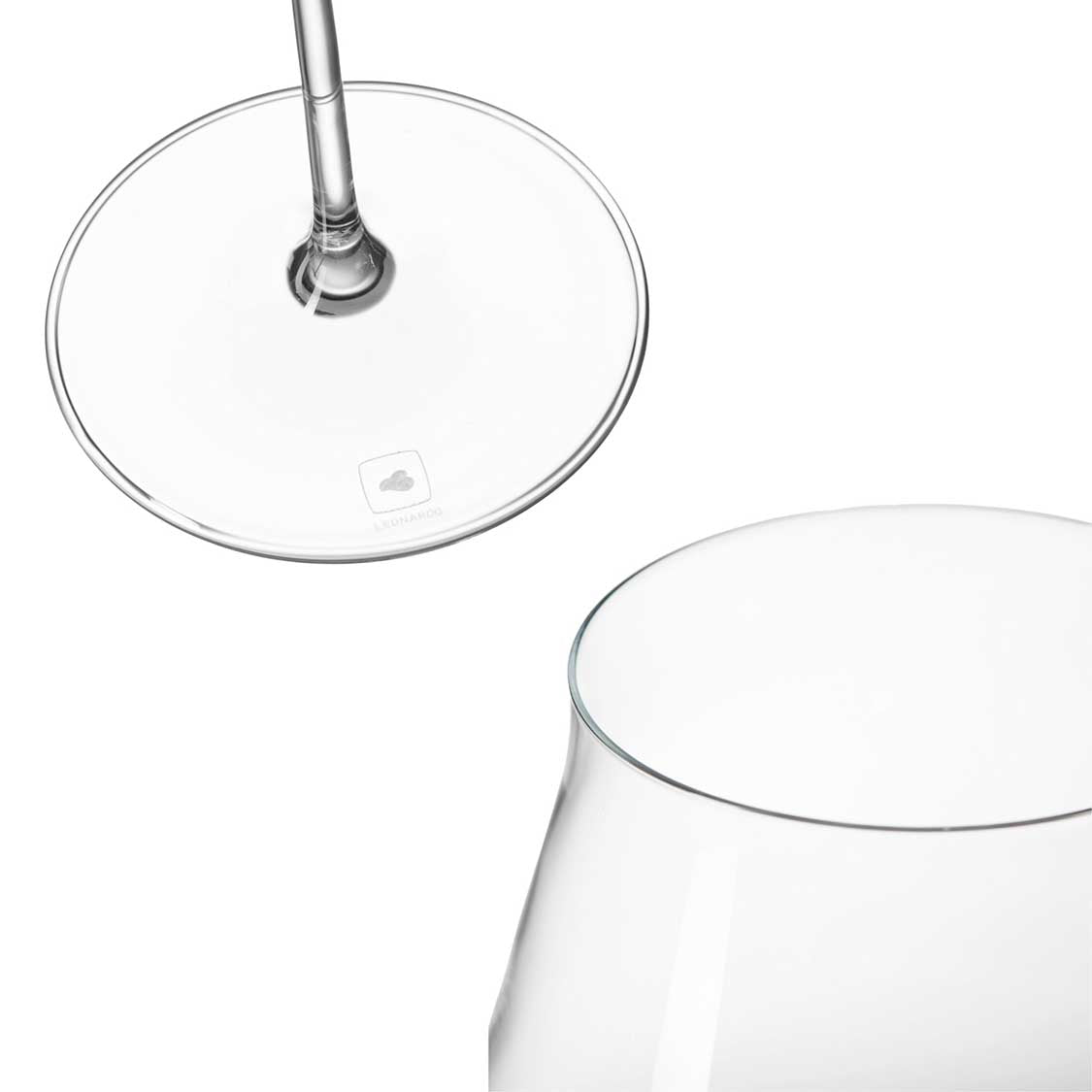 Burgunderglas BRUNELLI, Draufsicht auf Glasrand und Stieldetail
