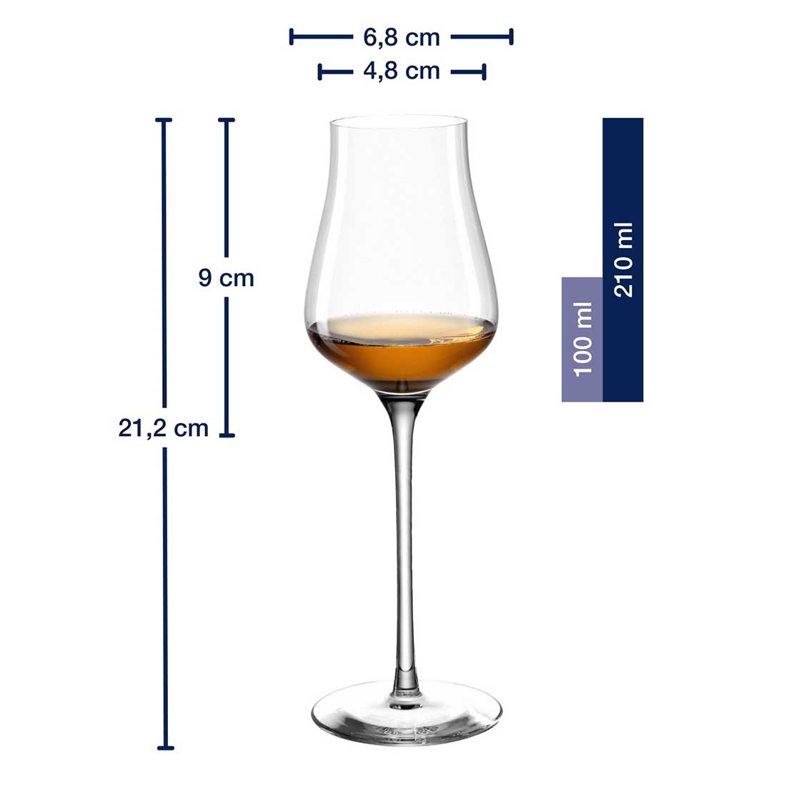 Massangaben zu Grappaglas BRUNELLI 210 ml mit Füllung