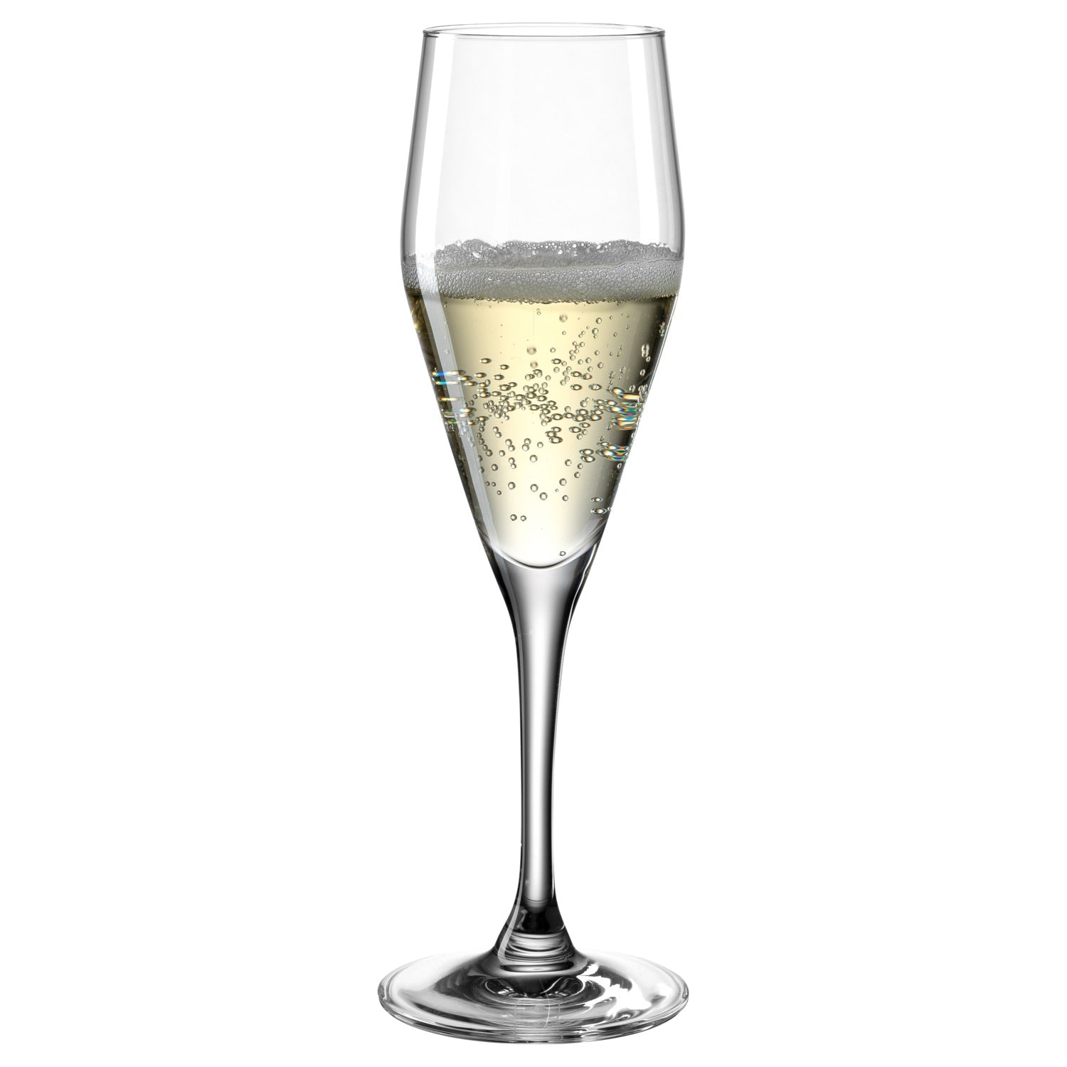 Sektglas TWENTY 4 mit Sekt gefüllt vor weißem Hintergrund