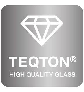 TEQTON® Qualitätssiegel mit Diamant-Logo auf grauem Hintergrund