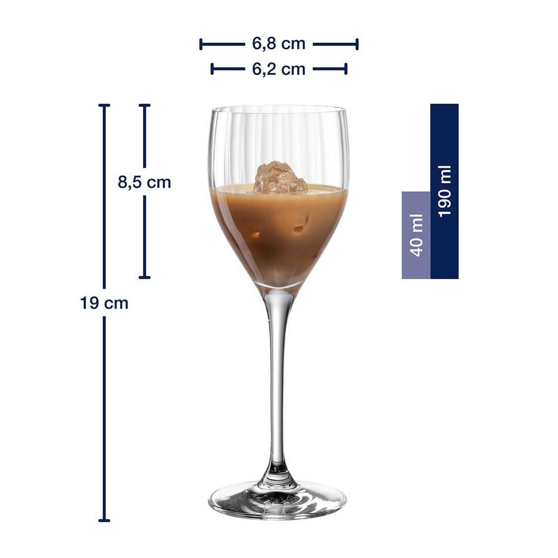 Massangaben zum Likörglas POESIA 190 ml