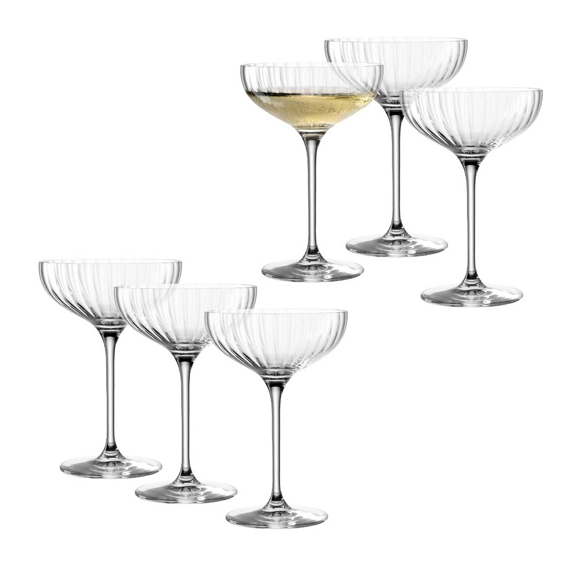 Champagnerschale POESIA 260 ml 6er-Set, klares Glas, eine Schale mit Wein gefüllt