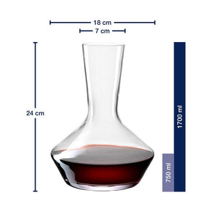 Massangaben zu Dekanter PUCCINI 0,75 l mit Rotwein gefüllt