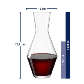 Massangaben zu Weinset PUCCINI 3-teilig mit Rotwein gefüllter Karaffe