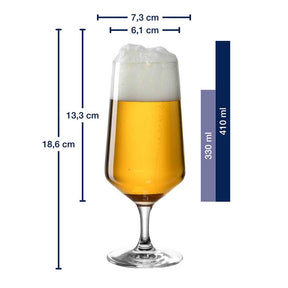 Bierglas PUCCINI 410 ml mit Massangaben und Füllmenge