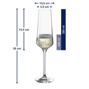 Massangaben zu PUCCINI Sektglas 280 ml & Weißweinglas 560 ml 12er-Set