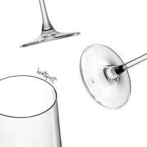 Sektglas PUCCINI von verschiedenen Blickwinkeln, Details des Glasrandes und der Kuppa