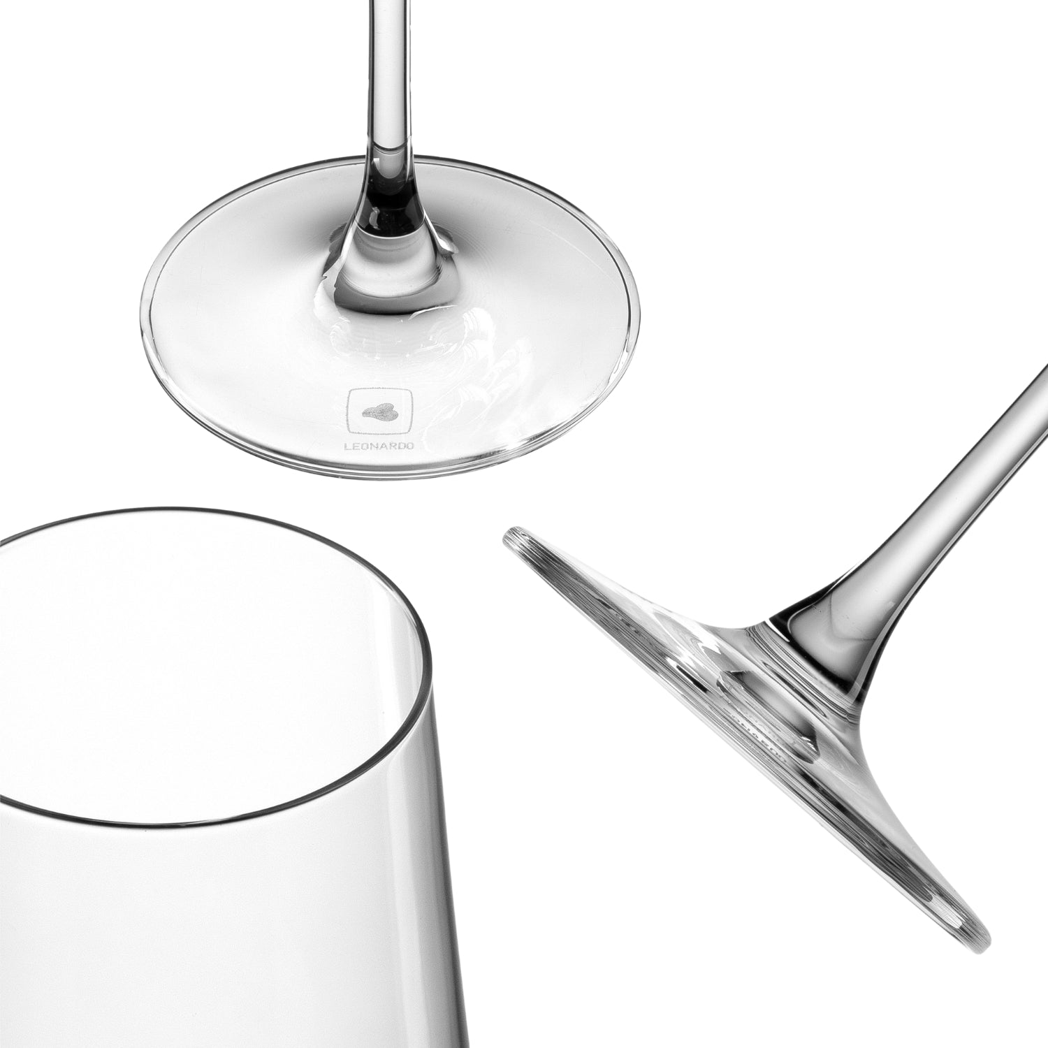 Sektglas PUCCINI von oben und von der Seite, klares Glas