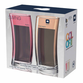 Trinkglas SWING 450ml in Rot und Champagner, 2er-Set in Originalverpackung