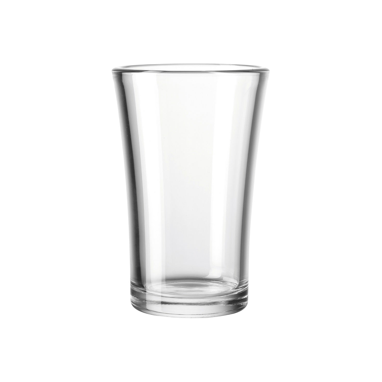 Klares Glasgefäss BLOOM in geschwungener zylindrischer Form auf weissem Hintergrund