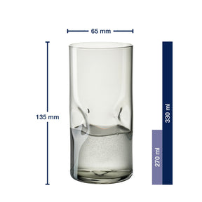 Massangaben zu Trinkglas VESUVIO 330 ml grau mit Durchmesser und Höhe
