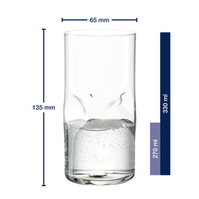 Massangaben zu Trinkglas VESUVIO 330 ml mit Wasser gefuellt