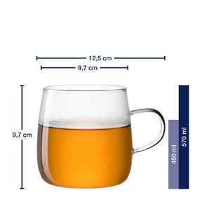 Massangaben zur Teetasse 570ml TÈ PER TE mit gefüllter Tasse