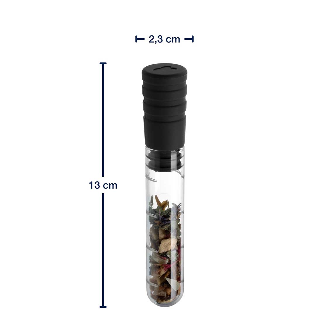 Massangaben zu Teeinfuser TÈ PER TE mit Teemischung gefüllt