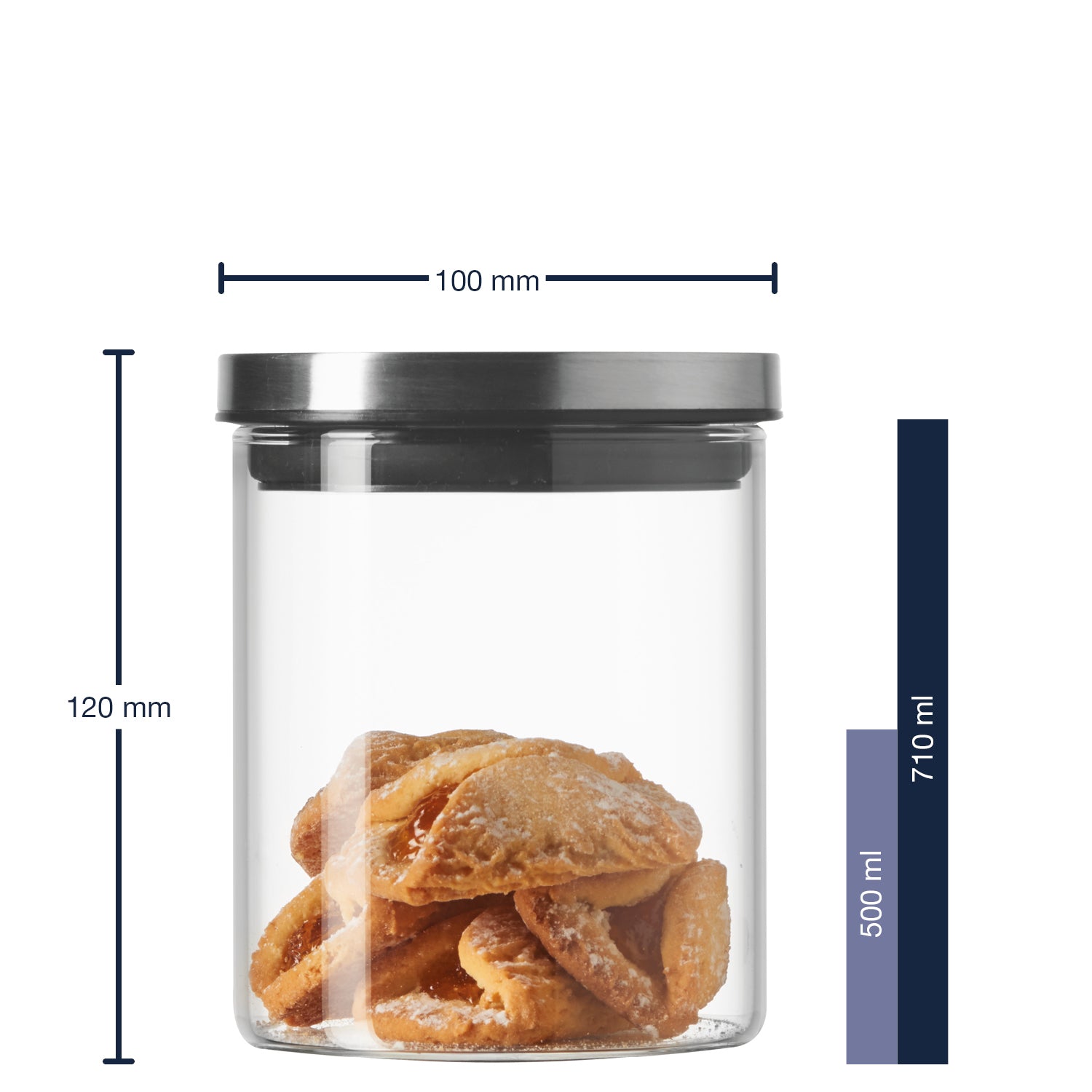 Massangaben zu Dose COMODO 0,5 l mit Gebäck gefüllt