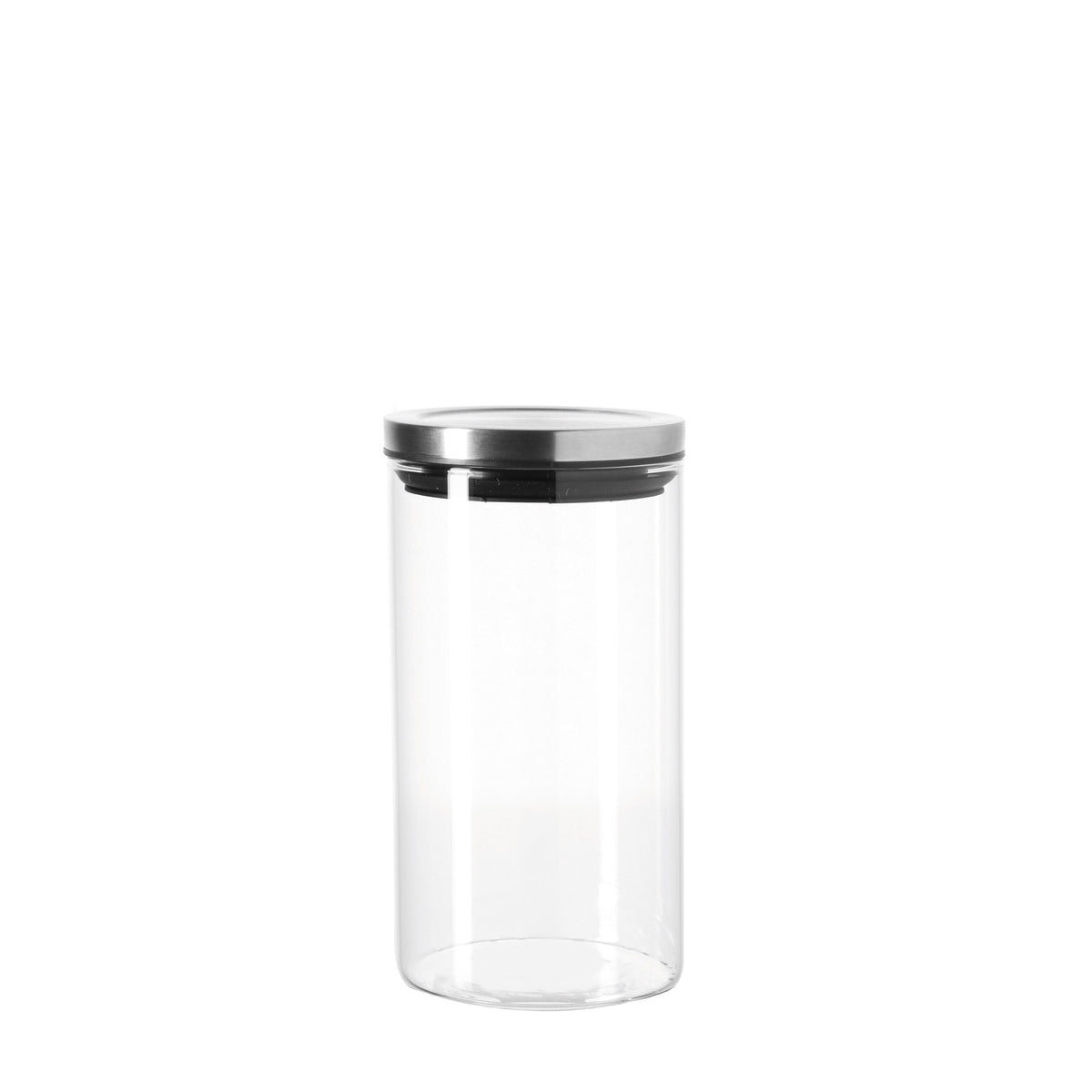 Dose COMODO 1 l mit Metalldeckel und Glaskoerper auf weissem Hintergrund