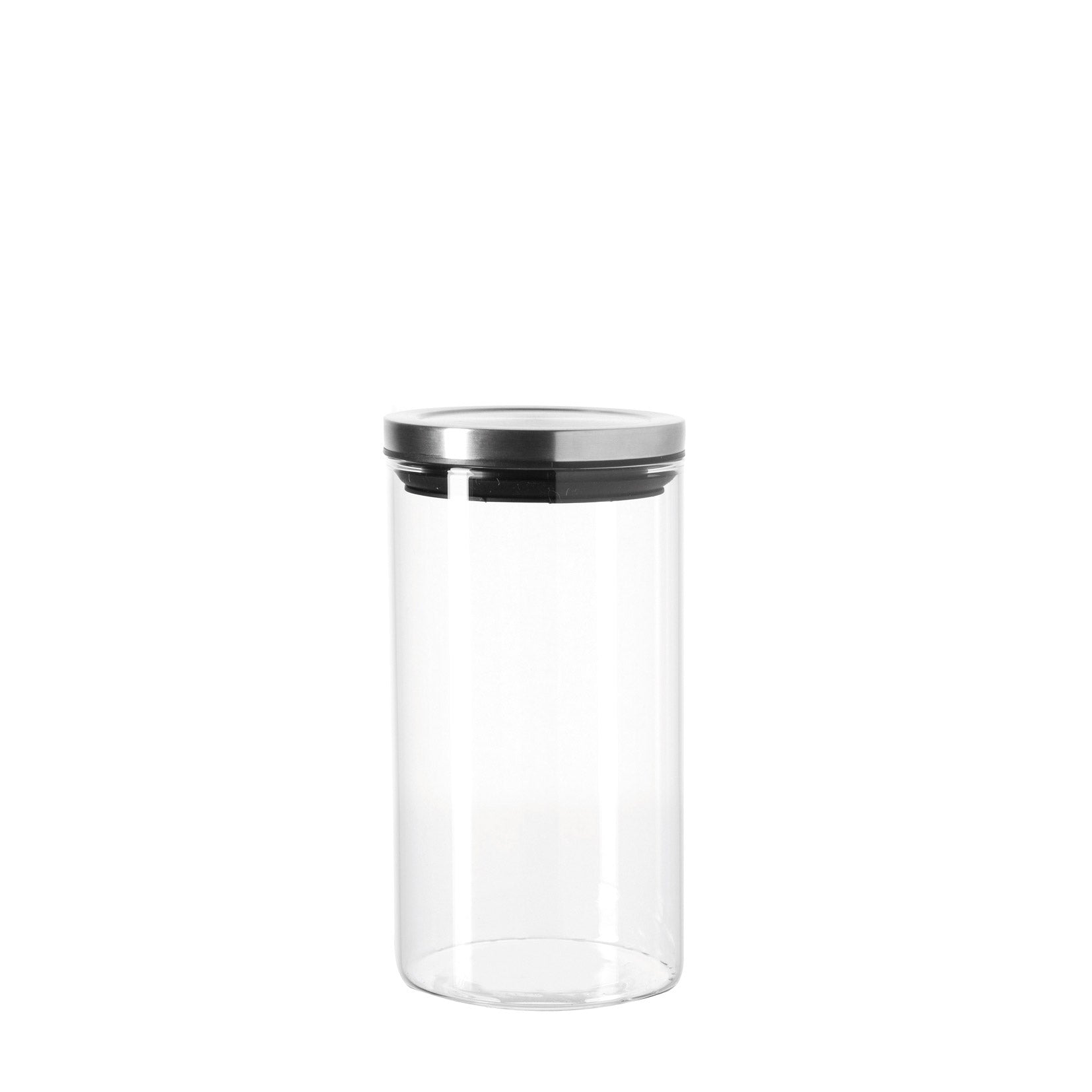 Dose COMODO 1 l mit Metalldeckel und Glaskoerper auf weissem Hintergrund