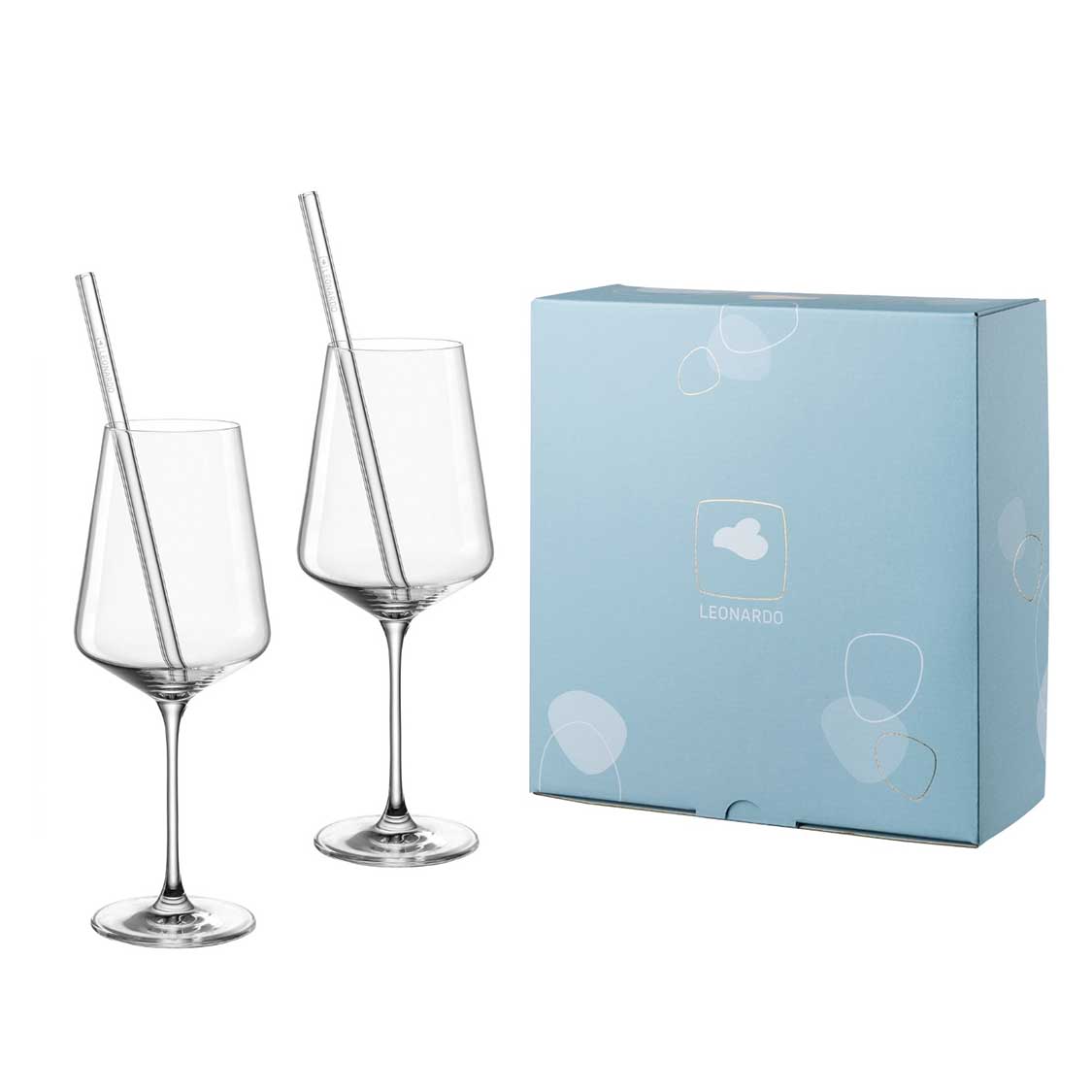 Weißweinglas Geschenkset PUCCINI mit zwei Gläsern und blauer Verpackungsbox
