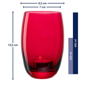Massangaben zu Tischlicht CHEERS rot mit Teelichthalter