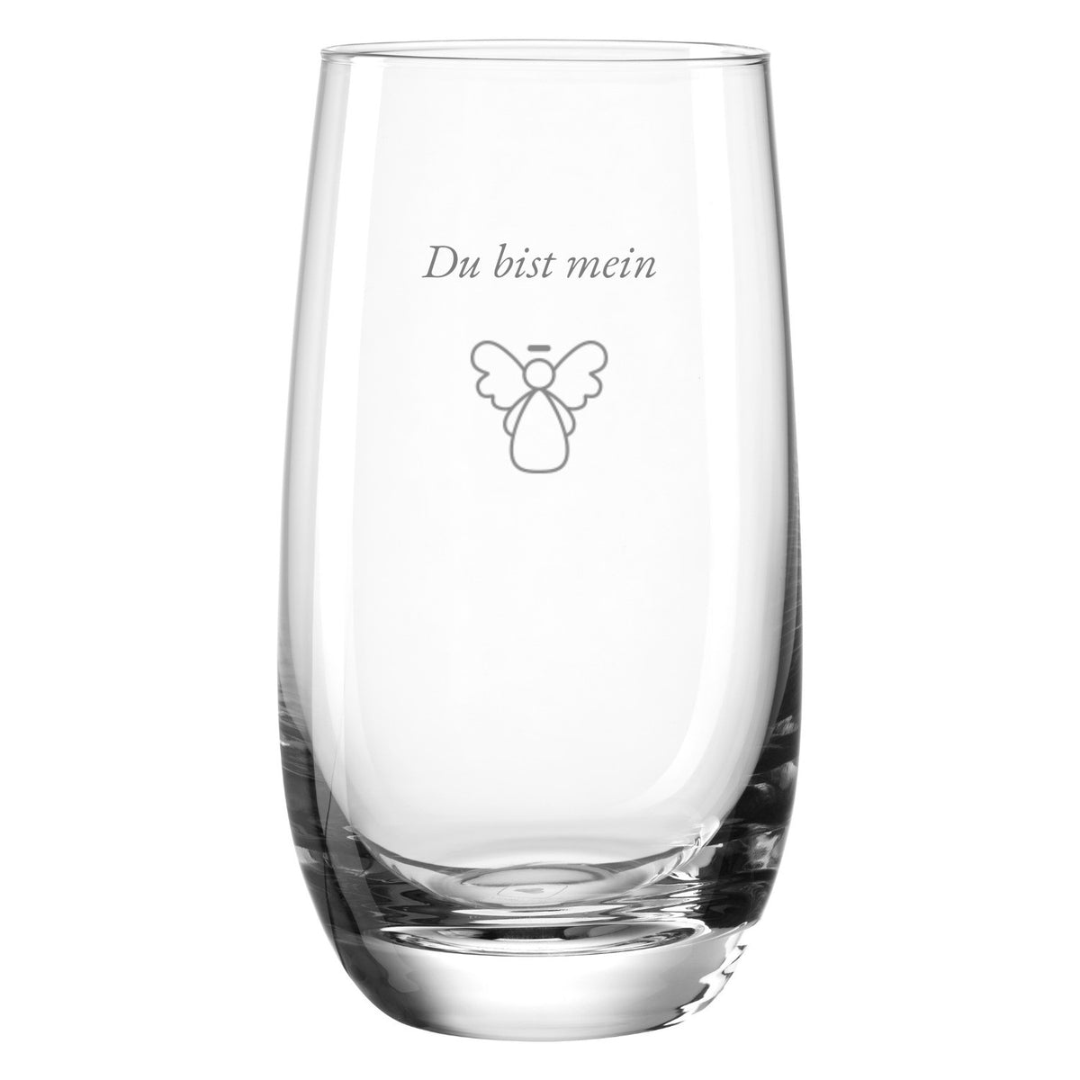 Trinkglas TIVOLI mit Gravur "Du bist mein" und Engelsfigur