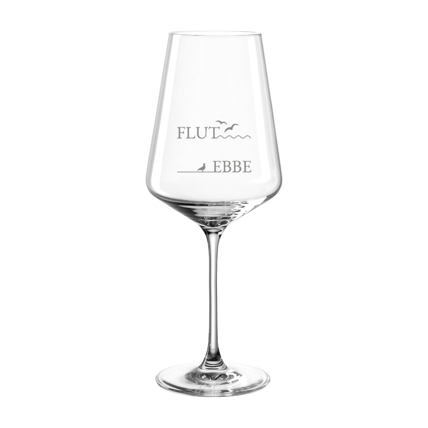 Rotweinglas PUCCINI mit Ebbe- und Flut-Gravur, klares Glas, Frontalansicht