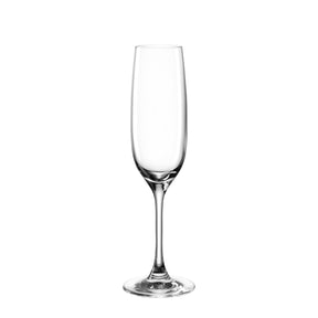 Sektglas CIAO+ auf weißem Hintergrund, leeres klares Glas