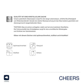 Trinkglas CHEERS mit Produkteigenschaften und Qualitätsmerkmalen
