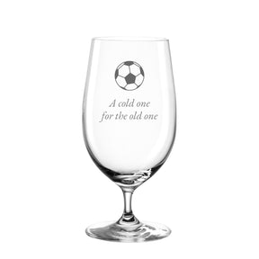 Bierglas CIAO+ mit Fussballmotiv und Gravur "A cold one for the old one