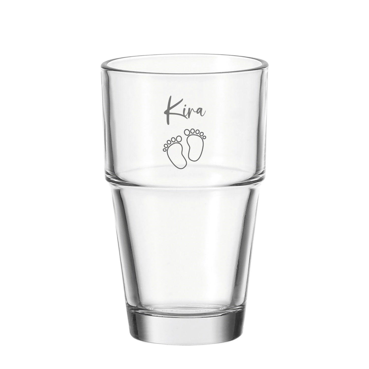Becher SOLO mit Gravur "Kira" und zwei Babyfüßchen
